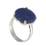 Les poulettes bijoux - bague argent pav� de lapis lazuli serti