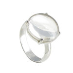 Les poulettes bijoux bague argent pav� de quartz cristal serti - taille 54