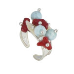 Les poulettes bijoux - bague argent perles de larimar, corail rouge et blanc - taill