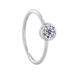 Les poulettes bijoux - bague argent petit solitaire serti clos