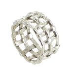 Les poulettes bijoux - bague argent quadrill�e - taille 58