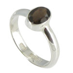 Les poulettes bijoux bague argent et quartz fum� ovale - taille 50