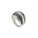 Les poulettes bijoux - bague argent et rayures oeil de chat gris fonc� - taille 56