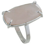 Les poulettes bijoux - bague argent rectangle de quartz rose facett� - taille 54
