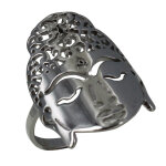 Les poulettes bijoux - bague argent rhodi� bouddha