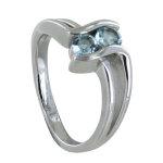 Les poulettes bijoux bague argent rhodi� double topaze - taille 53