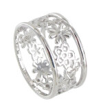 Les poulettes bijoux bague argent rhodi� tube de petites fleurs - taille 52
