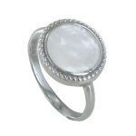 Les poulettes bijoux bague argent rond de nacre ivoire