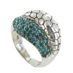Les poulettes bijoux - bague argent serpent et cristal vert