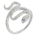 Les poulettes bijoux - bague argent serpent et strass - taille 58