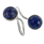 Les poulettes bijoux - bague argent toi et moi lapis lazuli facett� ronde - taille 50