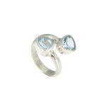 Les poulettes bijoux - bague argent toi et moi topazes bleues - taille 58