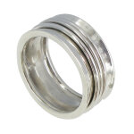 Les poulettes bijoux - bague argent tube et ses trois anneaux mobiles - taille 62