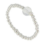 Les poulettes bijoux - bague bille argent et perle de cristal - taille 62