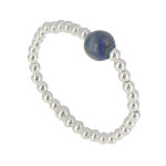 Les poulettes bijoux - bague bille argent et perle de lapis lazuli - taille 50