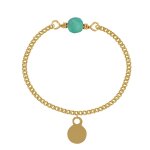 Les poulettes bijoux - bague chaine plaqu� or perle facett�e d'agate verte - taille