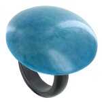 Les poulettes bijoux - bague coquille de tagua turquoise - taille 58
