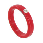 Les poulettes bijoux - bague diamant blanc r�sine rouge et argent - taille 48