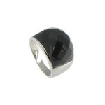 Les poulettes bijoux - bague d�me argent onyx noir - taille 58
