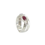 Les poulettes bijoux - bague double anneaux en argent et son rubis oval - taille 52