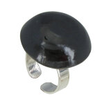 Les poulettes bijoux - bague m�tal argent� champignon c�ramique noire