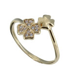 Les poulettes bijoux - bague plaqu� or deux tr�fles - taille 58