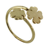 Les poulettes bijoux bague plaqu� or double tr�fles - taille 50