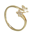 Les poulettes bijoux bague plaqu� or papillon et etoile de strass - taille 52