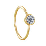 Les poulettes bijoux - bague plaqu� or petit solitaire serti clos - taille 50