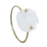 Les poulettes bijoux bague plaqu� or picot et verre facett� blanc transparent - tail