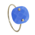 Les poulettes bijoux - bague plaqu� or picot et verre facett� bleu �lectrique - tail