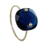 Les poulettes bijoux - bague plaqu� or picot et verre facett� cristal bleu fonc� - t