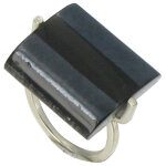 Les poulettes bijoux - bague rayures verre rectangle noire et noire m�tallis�e.