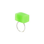 Les poulettes bijoux - bague rectangle en argent et verre feuillet� vert