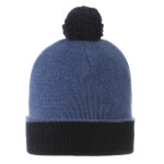 Les poulettes bijoux - bonnet pompon 100% cachemire 6 fils bicolore colors - bleu na