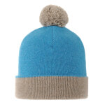 Les poulettes bijoux - bonnet pompon 100% cachemire 6 fils bicolore colors - turquoi