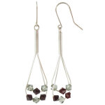 Les poulettes bijoux - boucles d'oreilles 6 perles de cristal grises et rouges