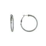 Les poulettes bijoux - boucles d'oreilles acier cr�oles rondes 3cm