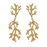 Les poulettes bijoux - boucles d'oreilles acier dor� 316l corail et perles d'imitati