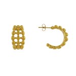 Les poulettes bijoux - boucles d'oreilles acier dor� demi cr�oles 3 rangs de perles