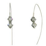 Les poulettes bijoux - boucles d'oreilles argent et 2 perles de cristal grises