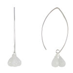 Les poulettes bijoux - boucles d'oreilles argent 3 gouttes facett�es d'agate blanche
