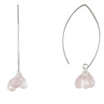 Les poulettes bijoux - boucles d'oreilles argent 3 gouttes facett�es de quartz rose