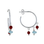 Les poulettes bijoux - boucles d'oreilles argent 925 cr�oles breloques perle de bamb