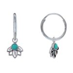 Les poulettes bijoux - boucles d'oreilles argent 925 cr�oles fleur de lotus et petit
