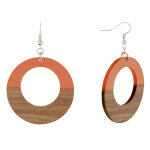 Les poulettes bijoux - boucles d'oreilles argent 925 disque ajour� bois et r�sine -