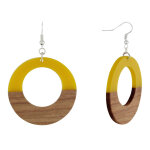 Les poulettes bijoux - boucles d'oreilles argent 925 disque ajour� bois et r�sine -