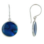 Les poulettes bijoux - boucles d'oreilles argent 925 disques nacre abalone bleue