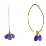 Les poulettes bijoux - boucles d'oreilles argent 925 dor� 3 gouttes facett�es d'am�t