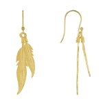 Les poulettes bijoux - boucles d'oreilles argent 925 dor� deux plumes